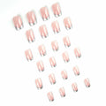 SHANRUN Pink Press On Nails Short Square Silver French 24 Pcs by Deal US