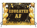 BUTEN Educated AF Graduation Banner 2025 Congrats Grad Black Gold 6x4FT by Deal US