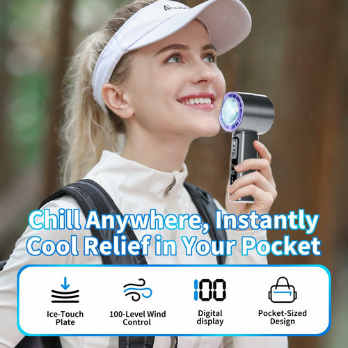 Procci Portable Handheld Fan with Cooling Plate 4000mAh LCD Display Pink by Deal US