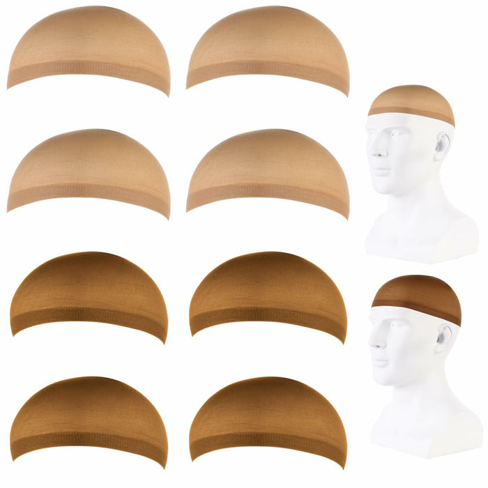 Arcjunys 8Pcs Nylon Stretchy Wig Caps for Women Lace Front Wigs Skin Brown by Deal US
