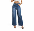 Guaile Womens High Waisted Stretchy Wide Leg Jeans Jean Blue Size 6 by Deal US