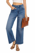 Guaile Womens High Waisted Stretchy Wide Leg Jeans Jean Blue Size 6 by Deal US