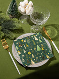 JoyfulArtink 3-Ply Paper Napkins 6.5x6.5in 50 Count Festive Forest Green by Deal US