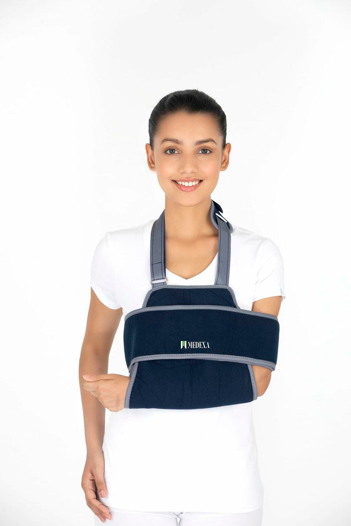 Medexa Shoulder Immobilizer Arm Sling Elastic Brace Navy Blue One Size by Deal US