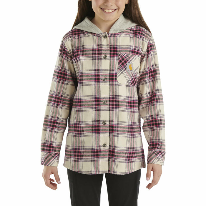 Carhartt Girls Long-Sleeve Pocket Flannel Shirt Beige Purple Plaid Size 5 by Deal US