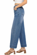 Guaile Womens High Waisted Stretchy Wide Leg Jeans Jean Blue Size 6 by Deal US