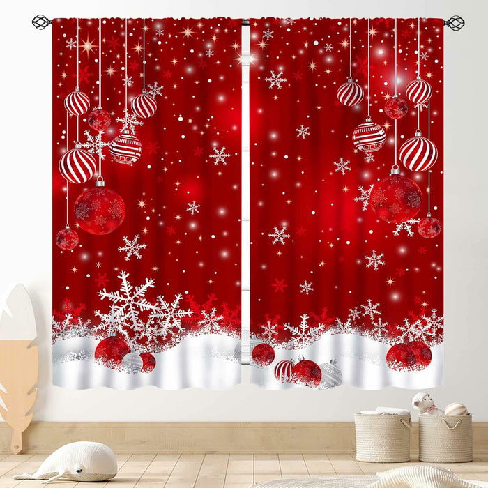 TKUYO Christmas Curtains Red White Snowflakes 2 Panels 42x45 Inch by Deal US