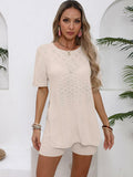 OUKODS Womens 2 Piece Summer Short Sleeve Top & Shorts Set Apricot Size S by Deal US