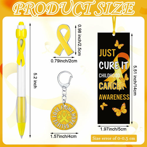 Yaomiao 180 Pcs Gold Ribbon Awareness Gift Set Childhood Cancer Support by Deal US