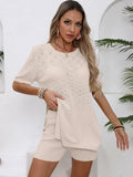 OUKODS Womens 2 Piece Summer Short Sleeve Top & Shorts Set Apricot Size S by Deal US