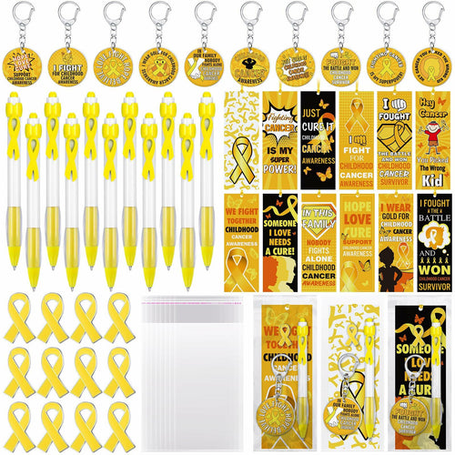 Yaomiao 180 Pcs Gold Ribbon Awareness Gift Set Childhood Cancer Support by Deal US