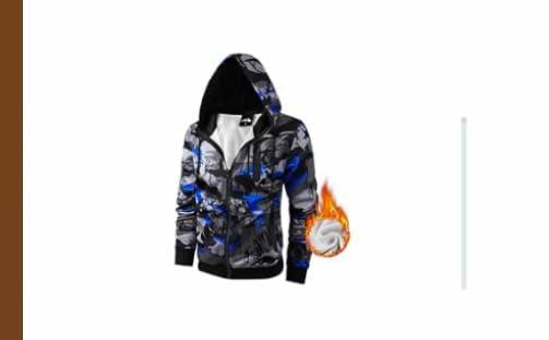OHSNMAKSL Men's Sherpa Fleece Hoodie Jacket Blue Camo Size XL by Deal US