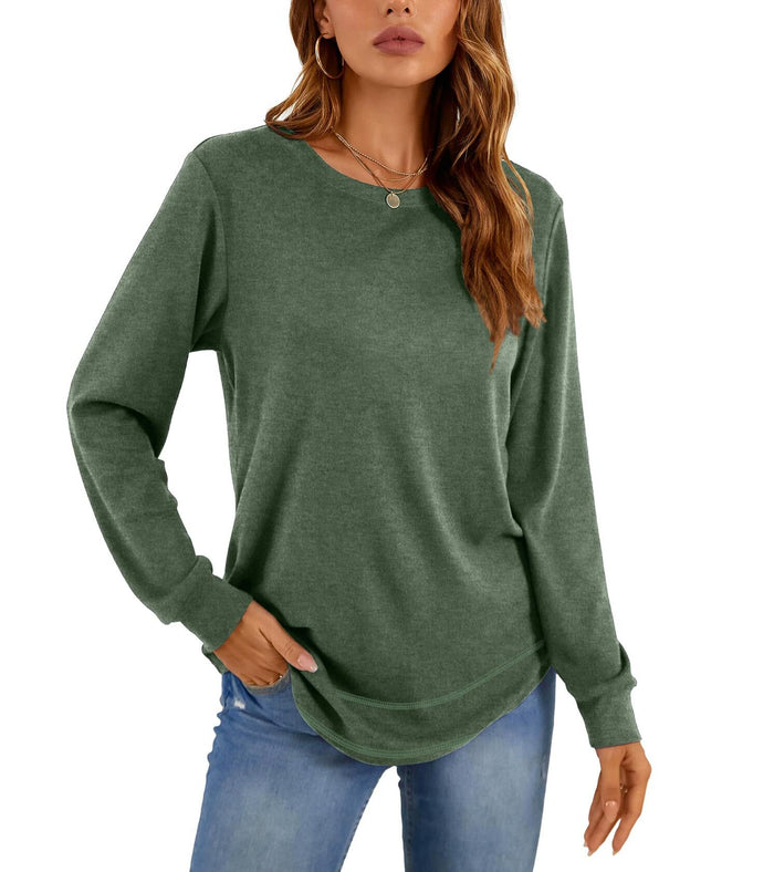 KUOTAI Womens Long Sleeve T Shirt Casual Blouse Tunic Green Size M by Deal US