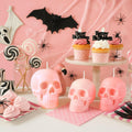 Nuanchu Halloween Skull Candles 6 Pack Large Light Pink Pastel Paraffin Wax by Deal US