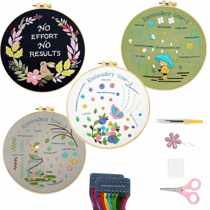 Tophywin 4 Pack Embroidery Kit Floral DIY with Hoop Threads Tools Good times by Deal US