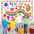 Pasimy 62 Pc 3D Colorful Rainbow Bulletin Board Set DIY Crepe Paper Rolls by Deal US