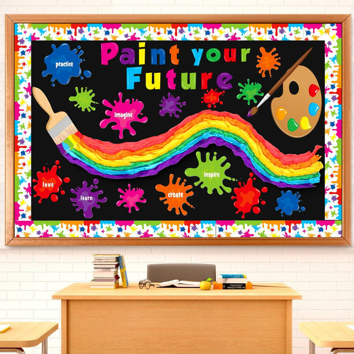 Pasimy 62 Pc 3D Colorful Rainbow Bulletin Board Set DIY Crepe Paper Rolls by Deal US