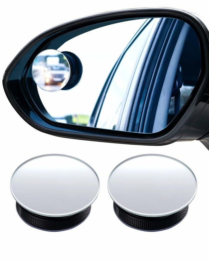 WildAuto Blind Spot Mirrors 2 Pack Round Frameless HD Glass Black 2" by Deal US