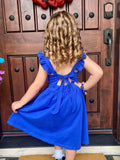 ALLIFly Girls Tie Back Sundress Back to School Blue Size 6 by Deal US