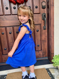 ALLIFly Girls Tie Back Sundress Back to School Blue Size 6 by Deal US
