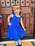 ALLIFly Girls Tie Back Sundress Back to School Blue Size 6 by Deal US