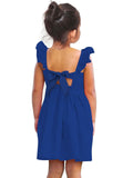 ALLIFly Girls Tie Back Sundress Back to School Blue Size 6 by Deal US