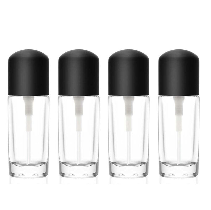 Furnido 4 Pack 30ml Clear Glass Round Essence Lotion Bottles with Pump by Deal US