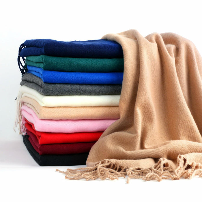 Landisun Winter Pashmina Shawl Scarf for Women Cashmere Green Solid by Deal US