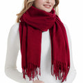 Landisun Winter Pashmina Shawl Scarf for Women Cashmere Green Solid by Deal US
