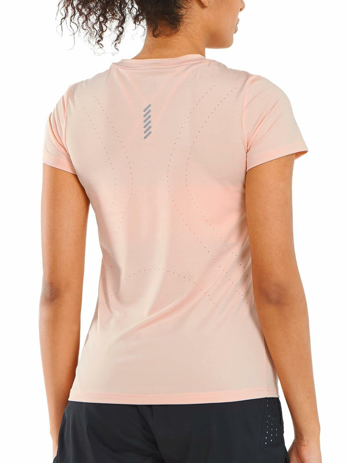 ALLZERO Feel Fit Workout Top Soft Short Sleeve Pink Heather Size L by Deal US