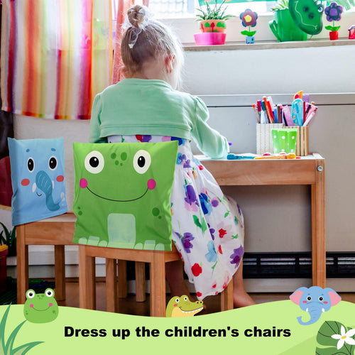 Breling 4 Pcs Animal Chair Covers 15.7x13.8 Inch Elephant Frog Pig Giraffe by Deal US