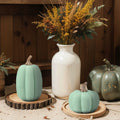 Vicenpal 2 Pcs Green Foam Pumpkins Fall Thanksgiving Decor Flocked Velvet by Deal US