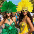 JPXH Masquerade Mask Feather Carnival Showgirl Headpiece Costume Yellow by Deal US