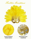 JPXH Masquerade Mask Feather Carnival Showgirl Headpiece Costume Yellow by Deal US