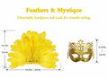 JPXH Masquerade Mask Feather Carnival Showgirl Headpiece Costume Yellow by Deal US