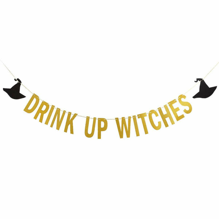 LeeSky Gold Drink Up Witches Banner Halloween Bachelorette Party Decoration by Deal US