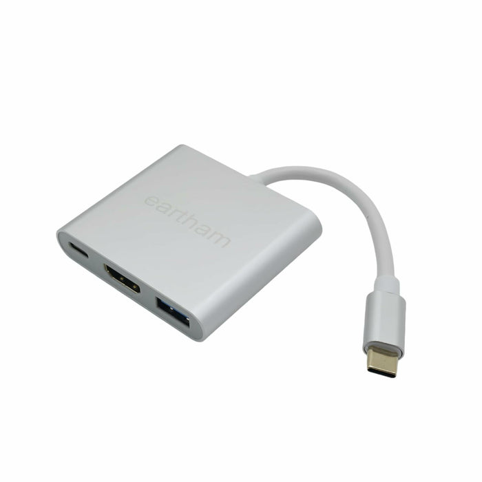 eartham USB C to HDMI Adapter 3-in-1 Hub 4K 30Hz 100W PD USB 3.0 Silver by Deal US
