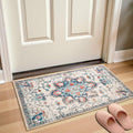 Puremy 2x3 Vintage Boho Entryway Rug Non Slip Low Pile Floral Cream by Deal US