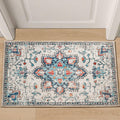 Puremy 2x3 Vintage Boho Entryway Rug Non Slip Low Pile Floral Cream by Deal US