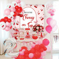 BACH AND BOUJEE She's The Cherry on Top Baby Shower Backdrop Red Balloons by Deal US