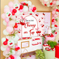 BACH AND BOUJEE She's The Cherry on Top Baby Shower Backdrop Red Balloons by Deal US