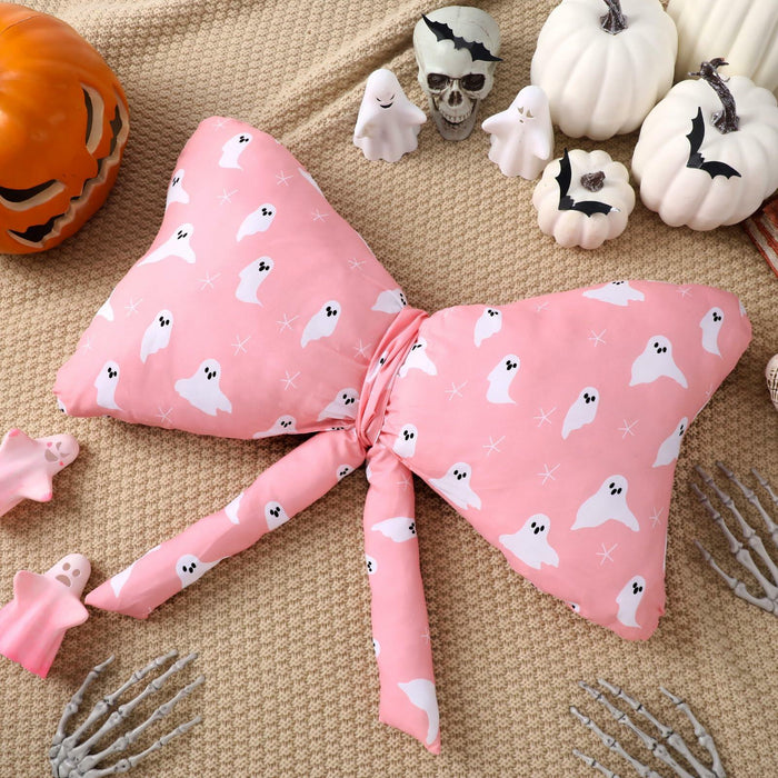 Weysat Pink Halloween Ghost Bow Pillow 13x24 Inch Large Cotton Cushion by Deal US