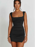 LAGSHIAN Women's Sexy Bodycon Backless Tie Sleeveless Mini Dress Black Size S by Deal US