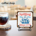Ketsord 5x5 Blue Gossip Wood Plaque Spill The Tea Metal Support by Deal US