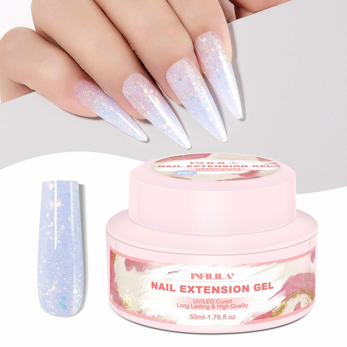 NXJ INFILILA Glitter Poly Nail Gel Baby Blue Thick Glossy Builder P07 15ML by Deal US