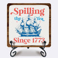 Ketsord 5x5 Blue Gossip Wood Plaque Spill The Tea Metal Support by Deal US