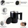 ALARYOD Self Stirring Coffee Mug Stainless Steel Black Automatic Mixing Cup by Deal US