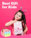 VERKB Kids Karaoke Machine Bluetooth Speaker 2 Wireless Mics Pink by Deal US