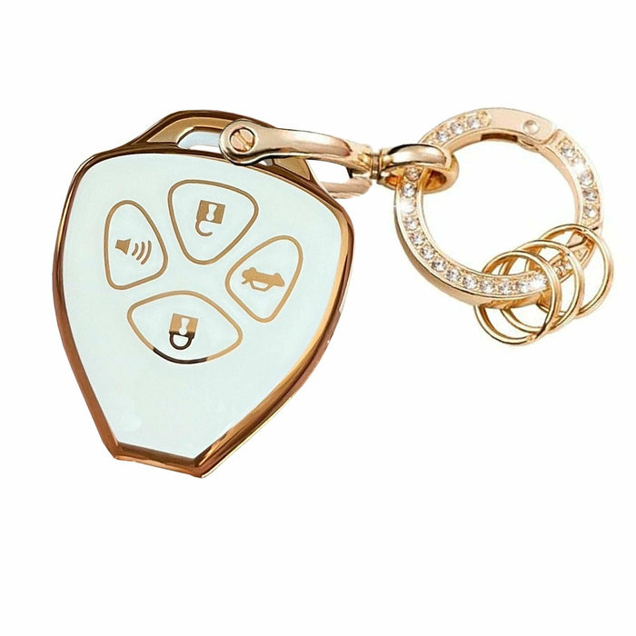 TAPAYICA Toyota Key Fob Cover 4 Buttons White-Gold TPU Shell with Keychain by Deal US