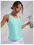OYOANGLE Women's Sleeveless Racer Back Sports Tank Top Light Blue Size XL by Deal US